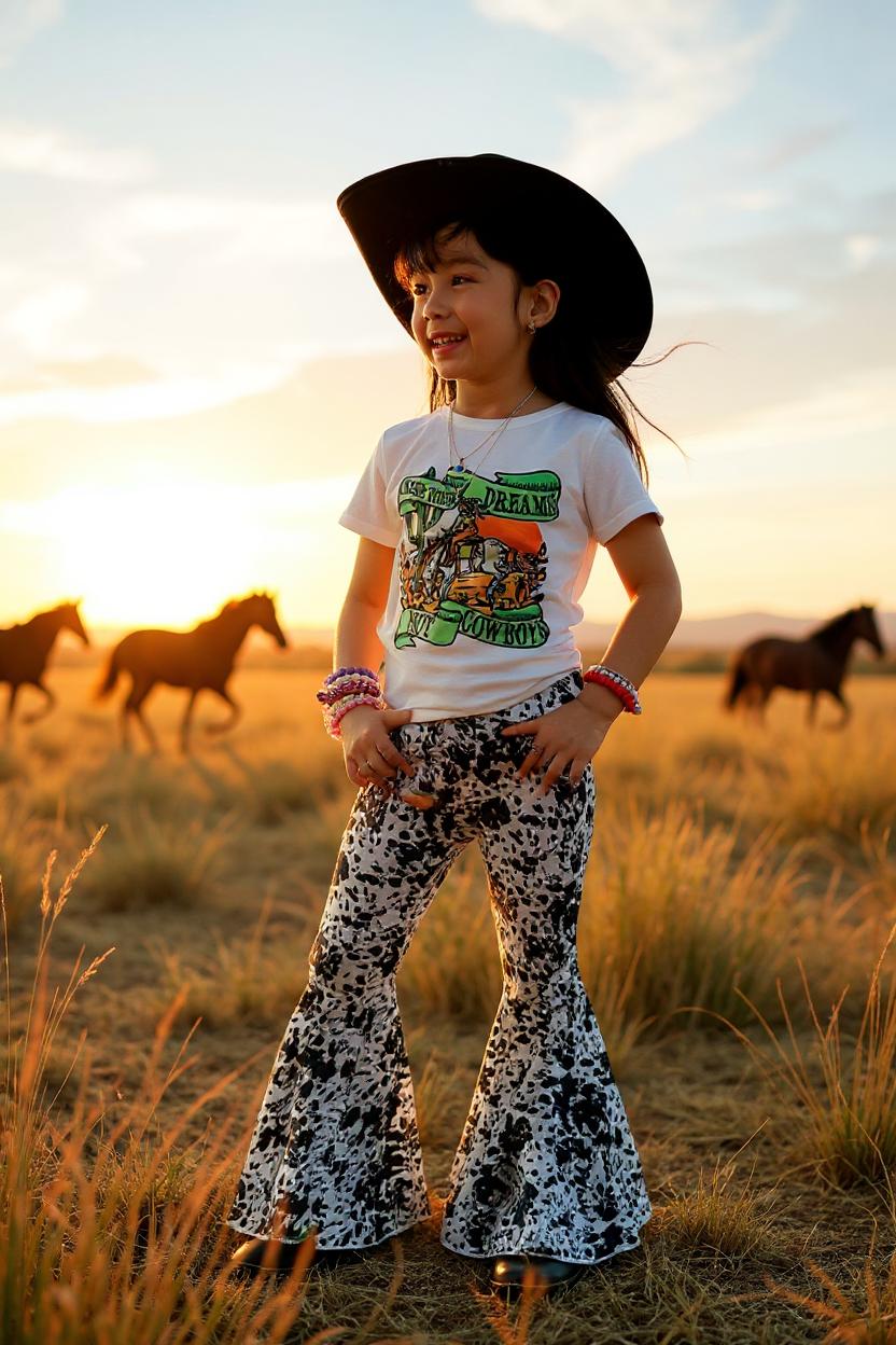 CHASE YOUR DREAMS NOT COWBOY printed girls set XCH0333-21H (A7S2)